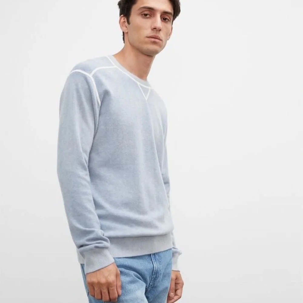 Club Monaco Mens Long Sleeve 100% Cashmere Pullover Sweater Sz S Heathered Blue - Picture 2 of 10